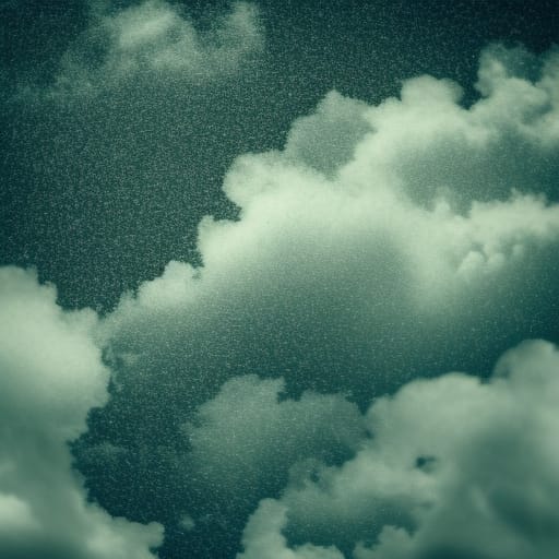 Cartoonish style weather image, of white fluffy Cumulus clouds against a dark Grey background / sky.